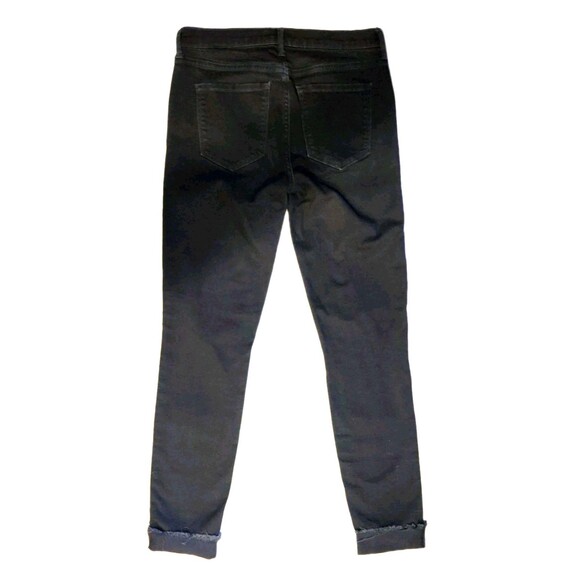 Banana Republic Black Skinny Jeans Distressed Women's 28 Long Tall Raw Hem Denim - Picture 2 of 5